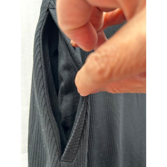 Lolë Black Ribbed Sleeveless Dress with Back Cutout Athleisure Minimalist Sz L - Picture 9 of 9